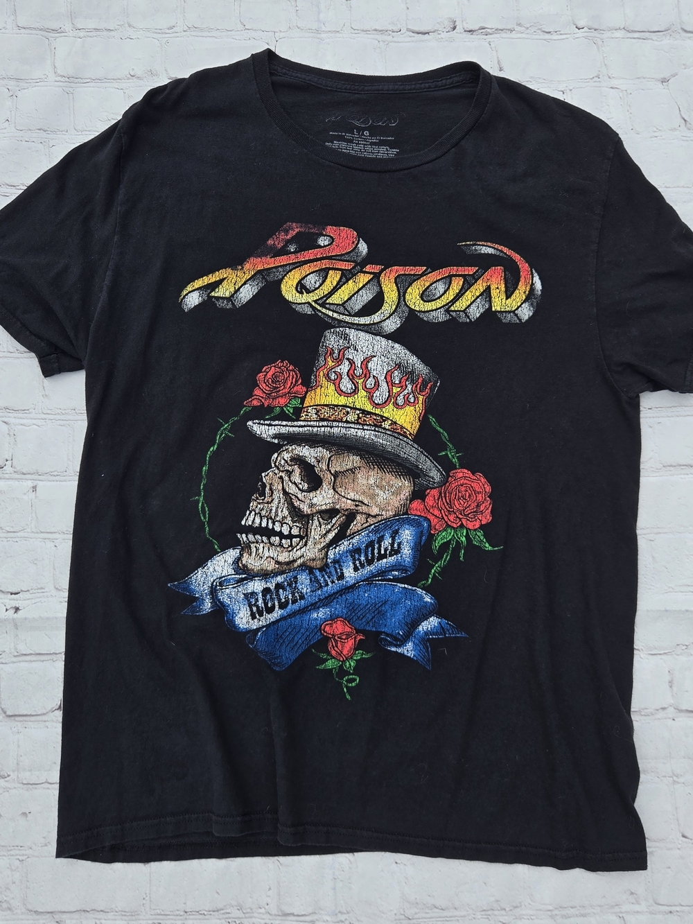 Poison Band Tee Graphic Rock And Roll Rocker Grunge 80s Sz Lg Cotton